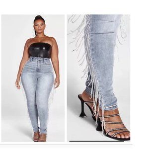 NWT FASHION TO FIGURE rhinestone stretch jeans 26